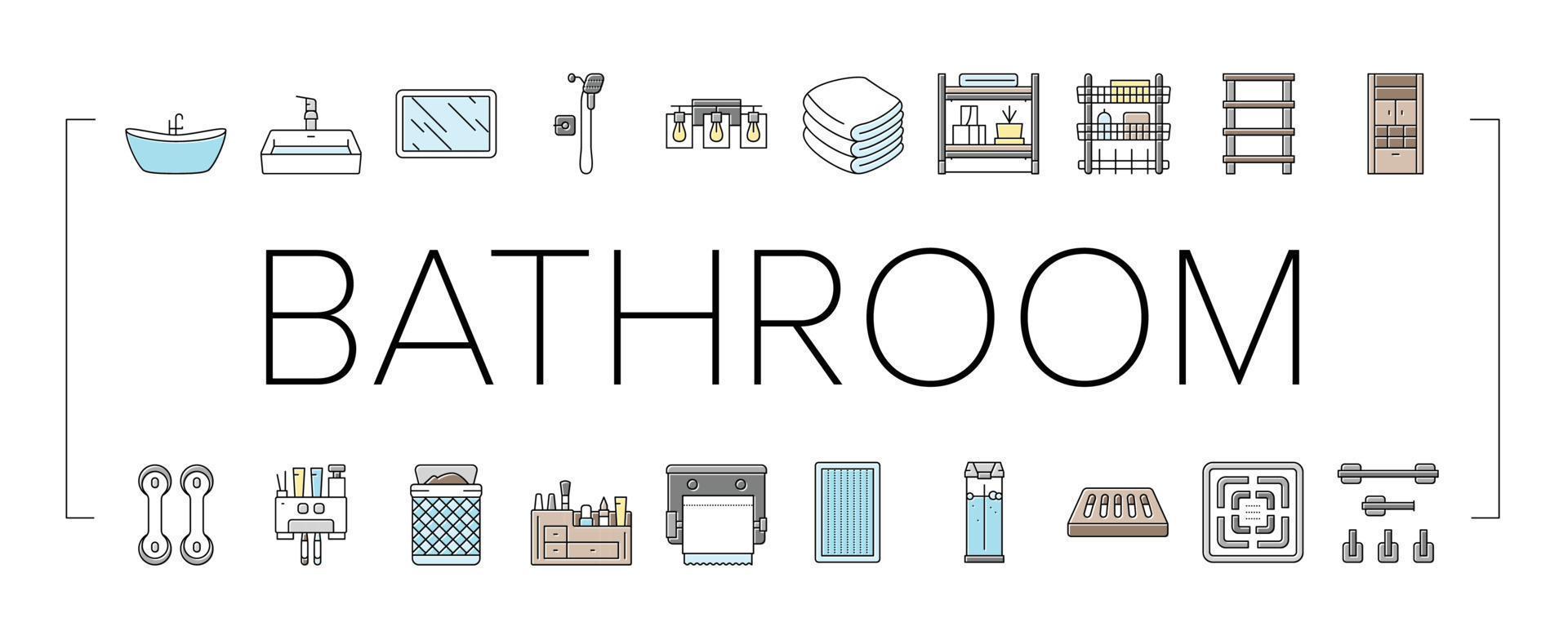 bathroom interior home icons set vector