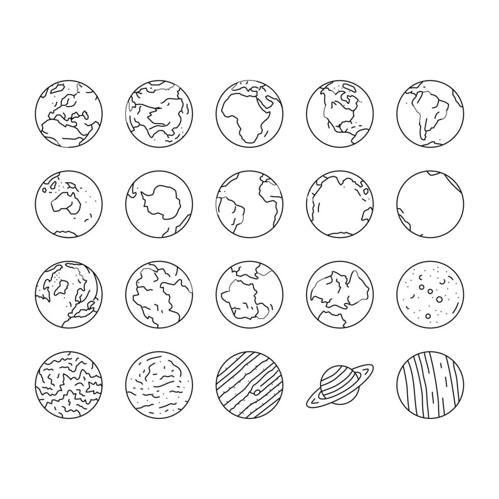 earth world planet globe map icons set vector