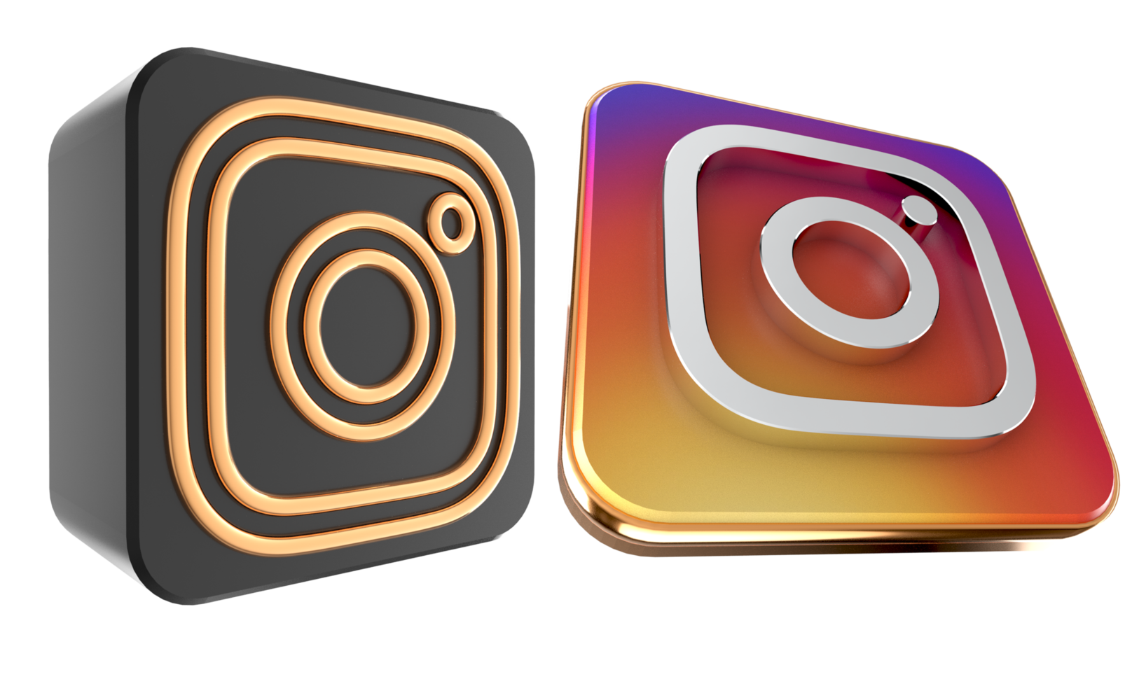 Instagram 3D logo on transparent background. png