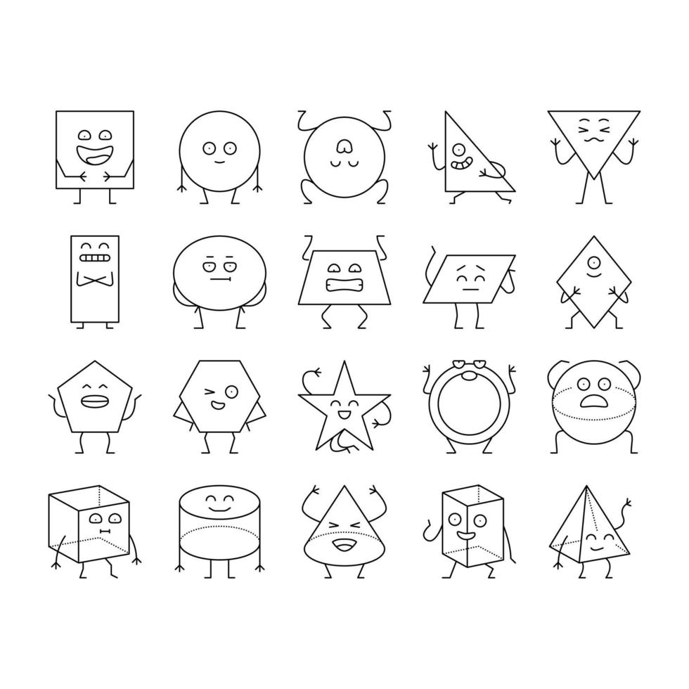 geometric shape character icons set vector