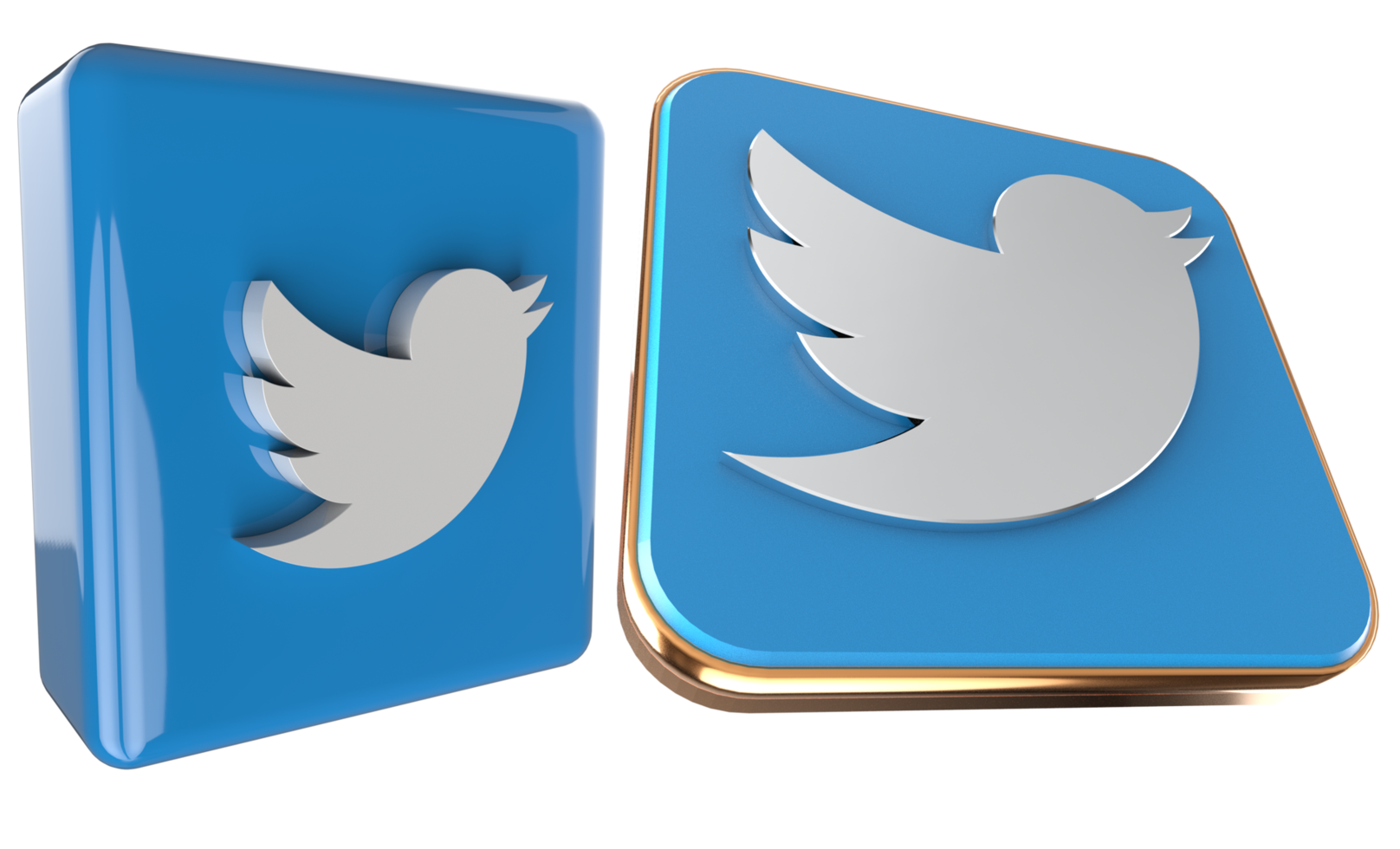 Twitter 3d Logo auf transparent Hintergrund png