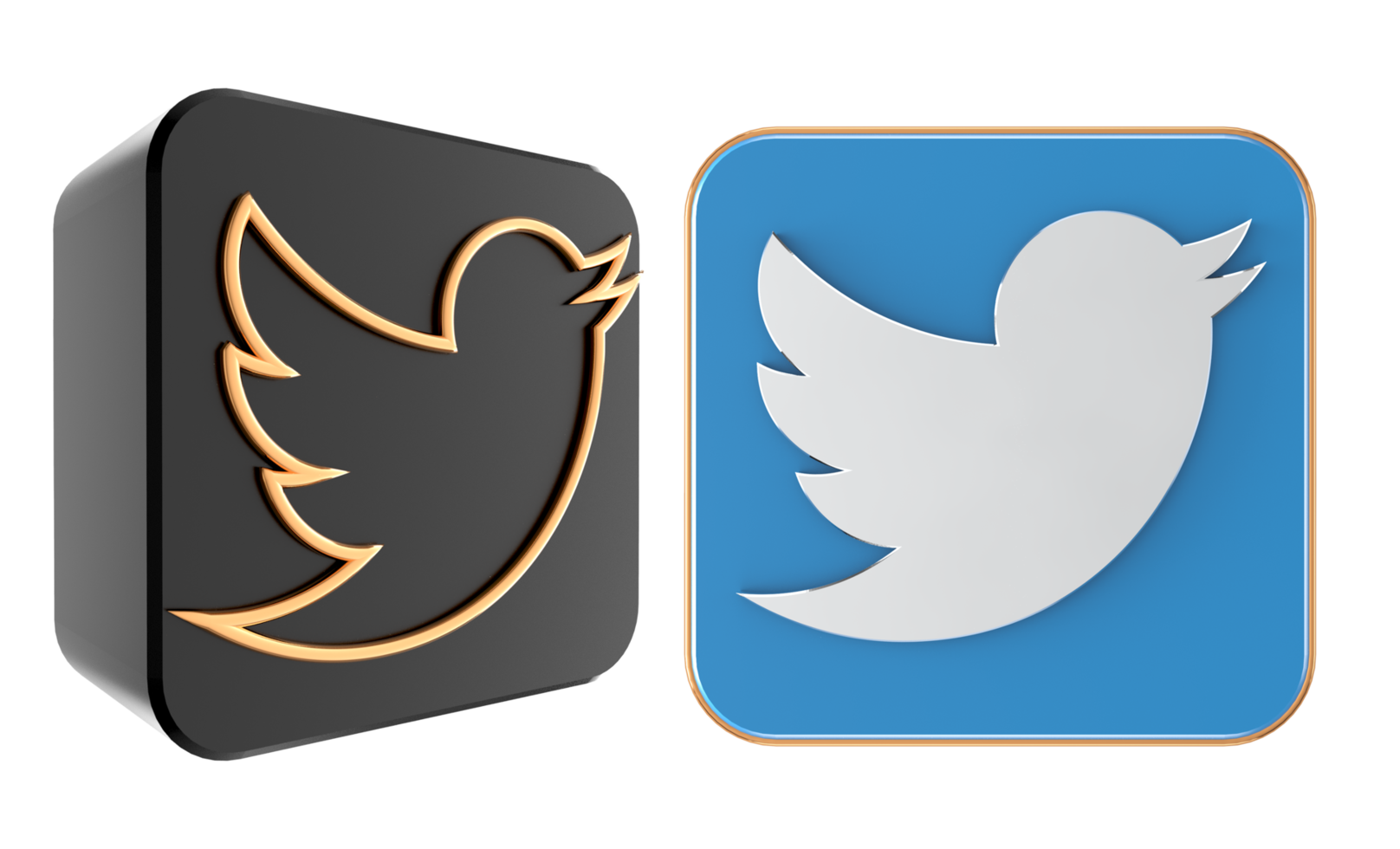 Twitter 3d Logo auf transparent Hintergrund png