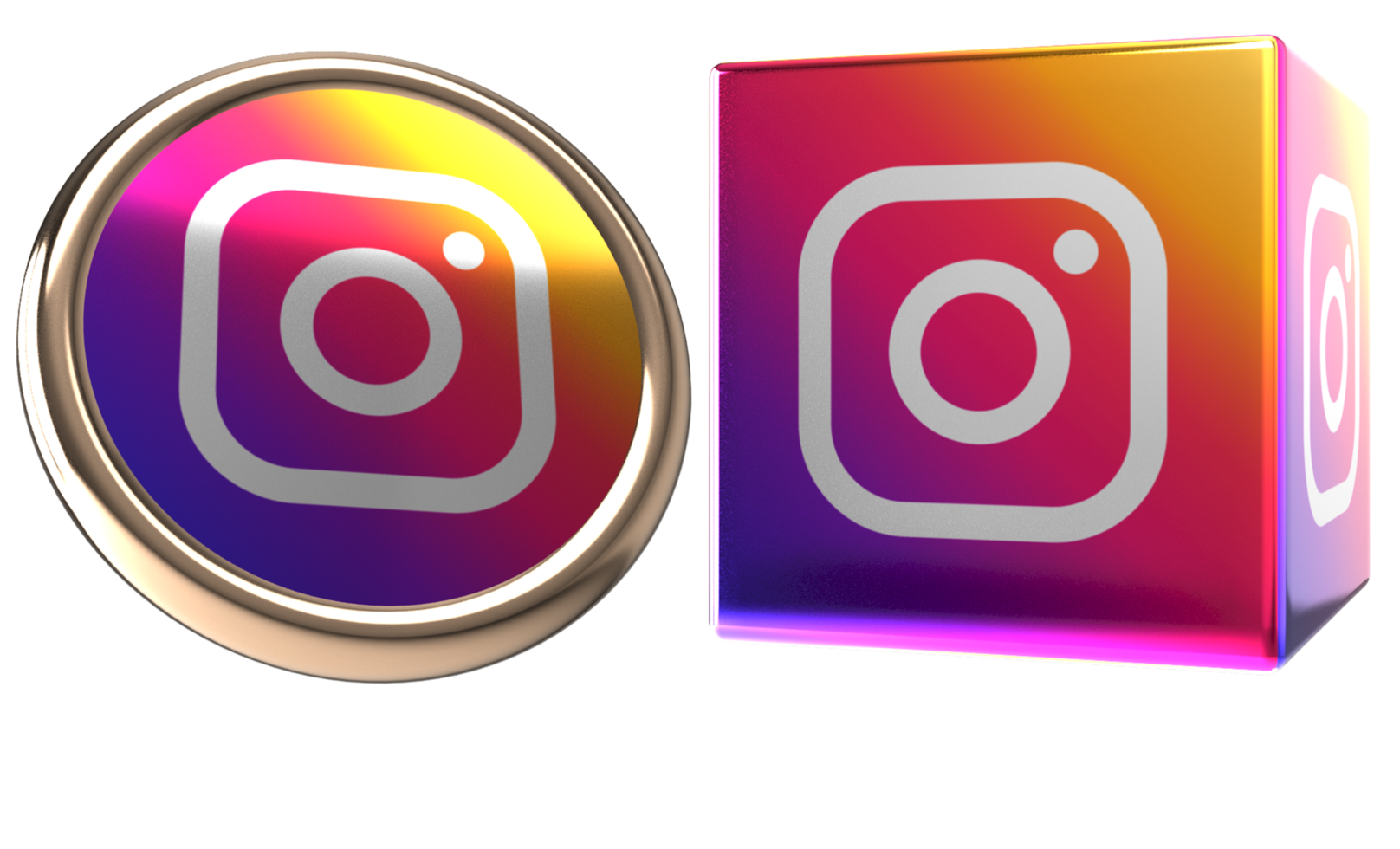 Instagram 3d logotyp på transparent bakgrund png