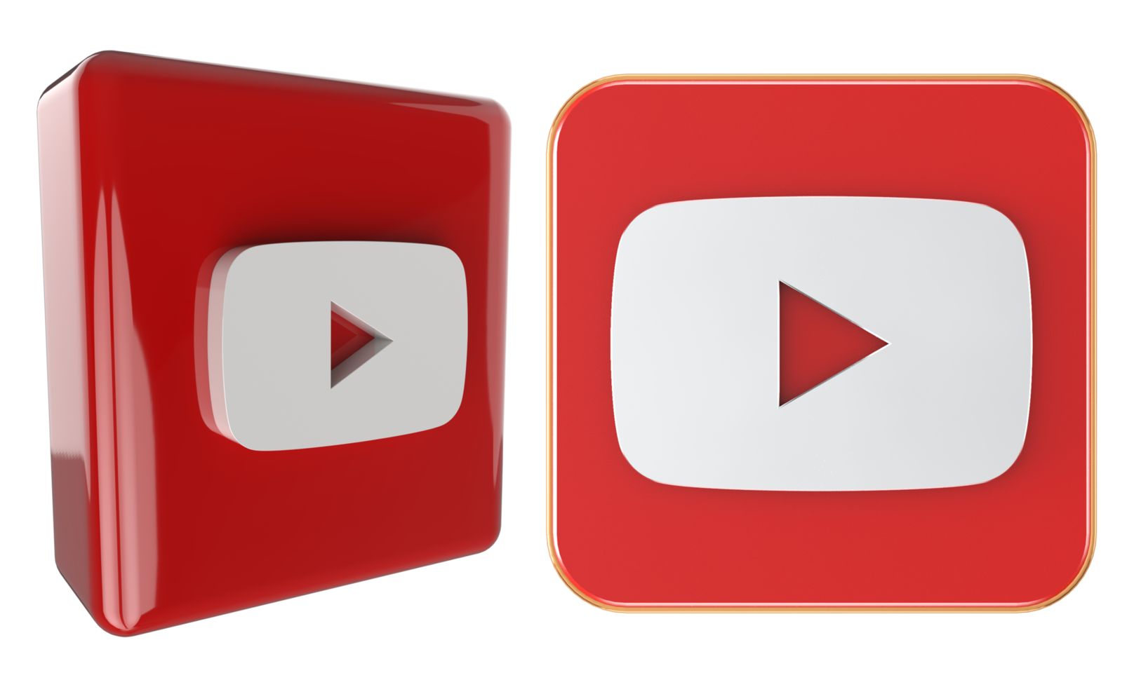 Youtube 3d logotipo em transparente fundo png