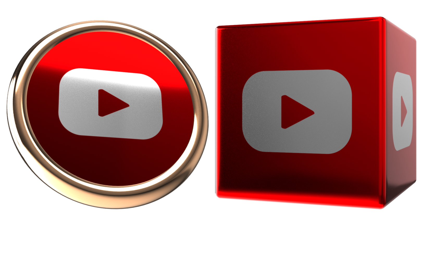 Youtube 3d logo en transparente antecedentes png