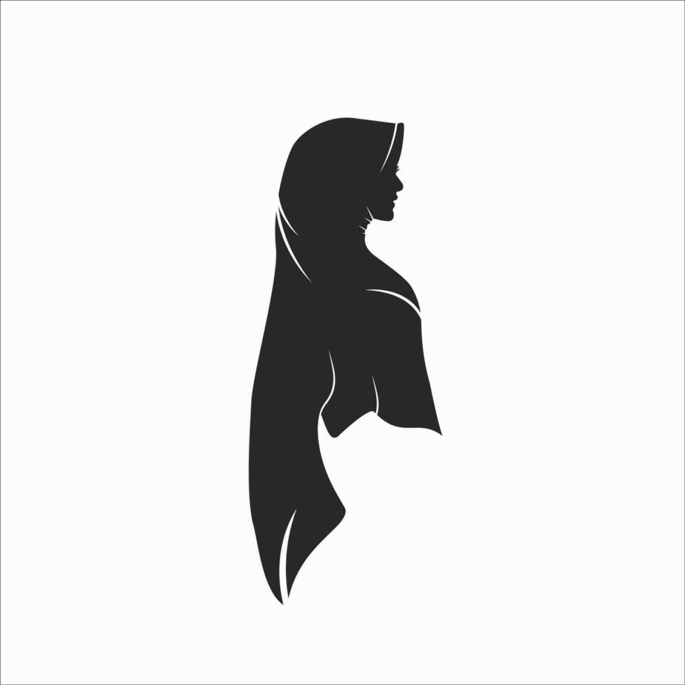 hijab woman silhouette icon vector design