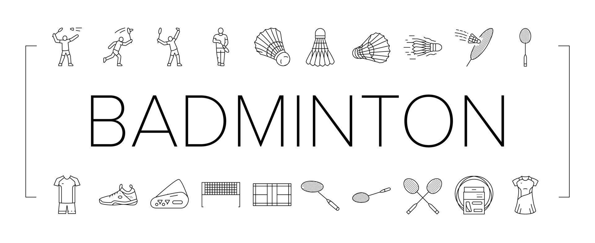 badminton shuttlecock sport icons set vector