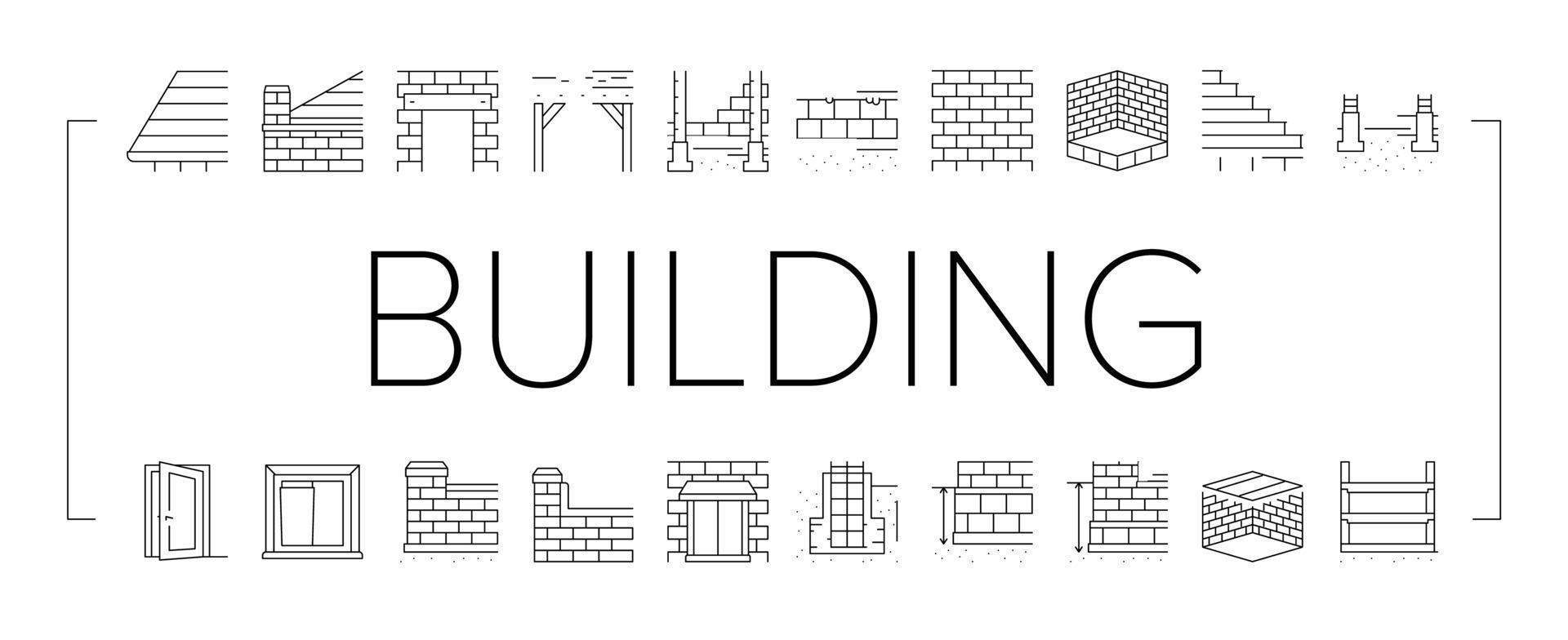 building house structure icons set vector
