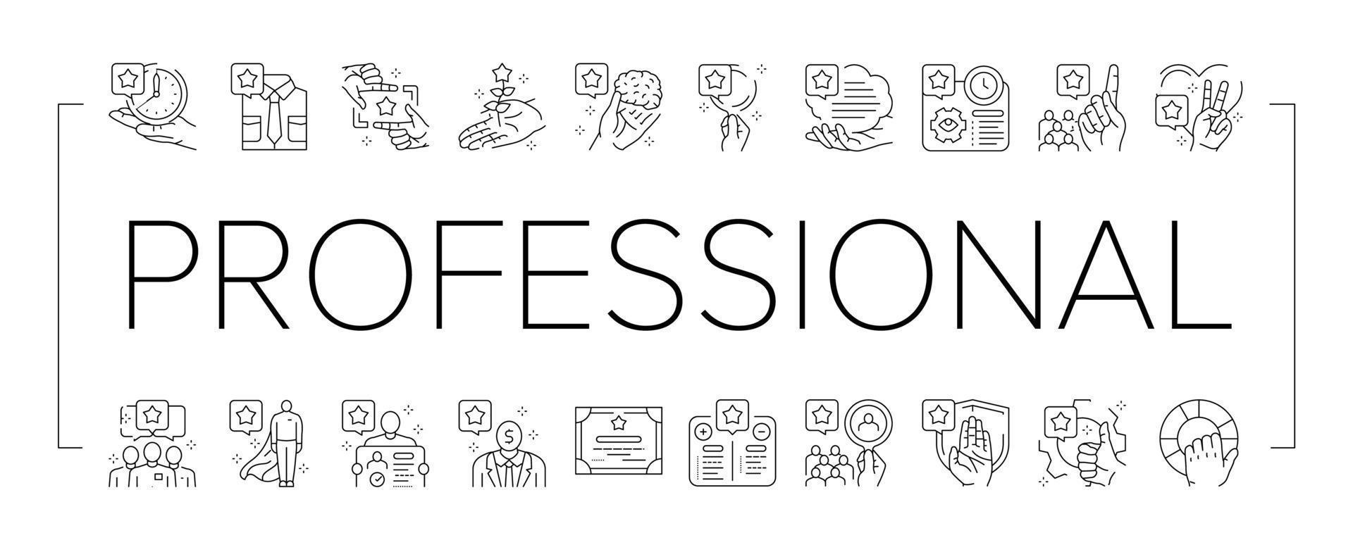 professional worker person job icons set vector