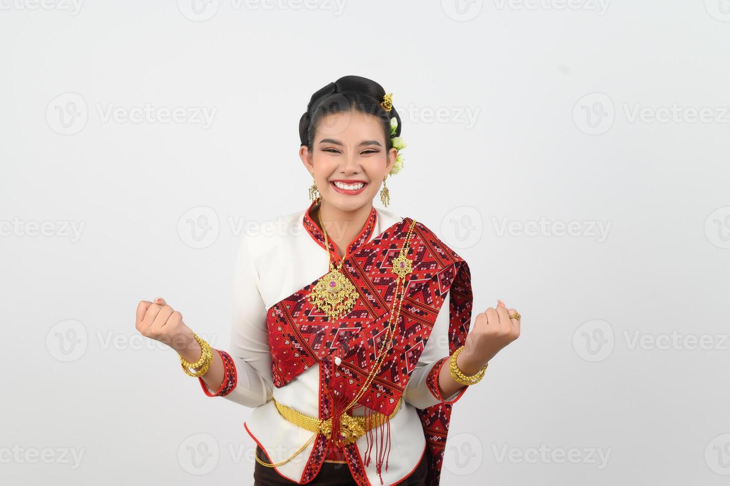 Portrait of Beautiful Thai Woman in Traditional Clothing standing Posing photo