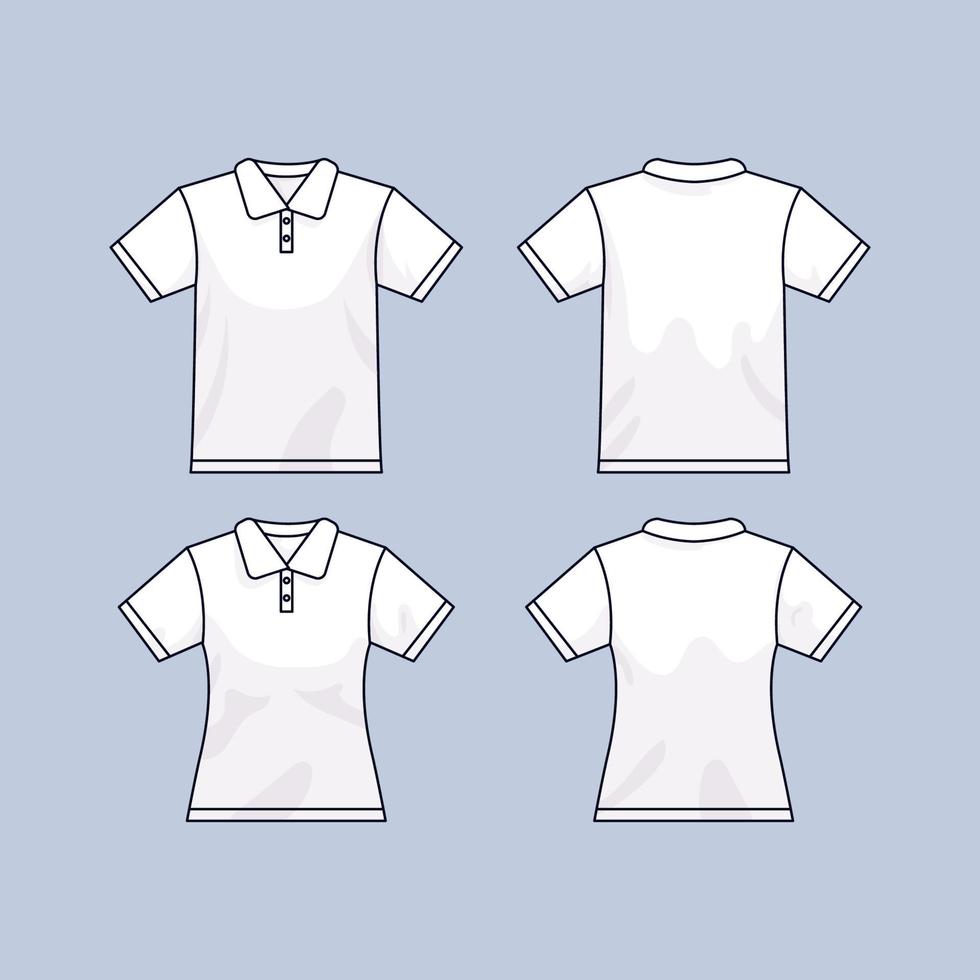 Outline White Polo Shirt Mock Up vector