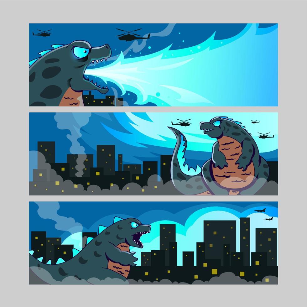Giant Monster Banner Set vector