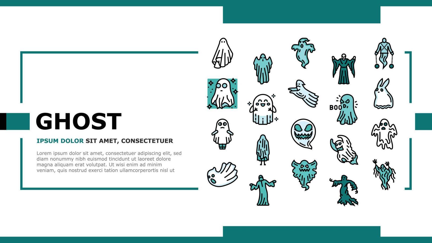 ghost halloween spooky scary cute landing header vector