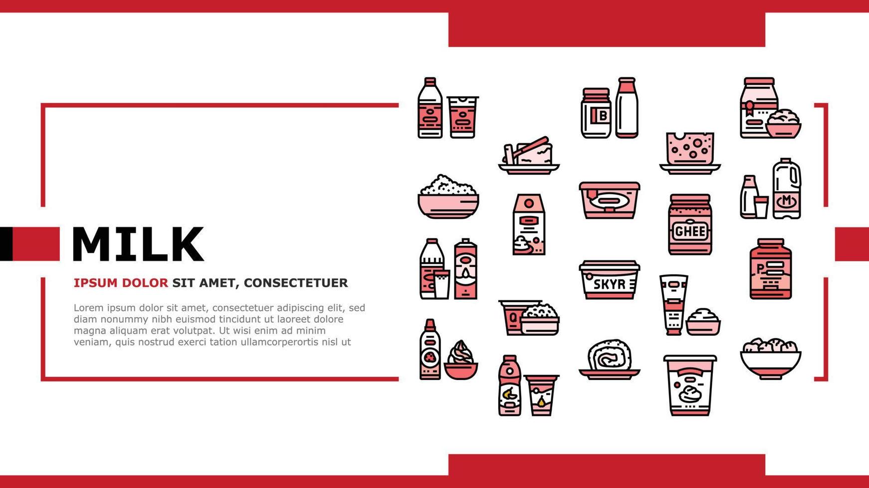 milk product dairy drink fresh landing header vector