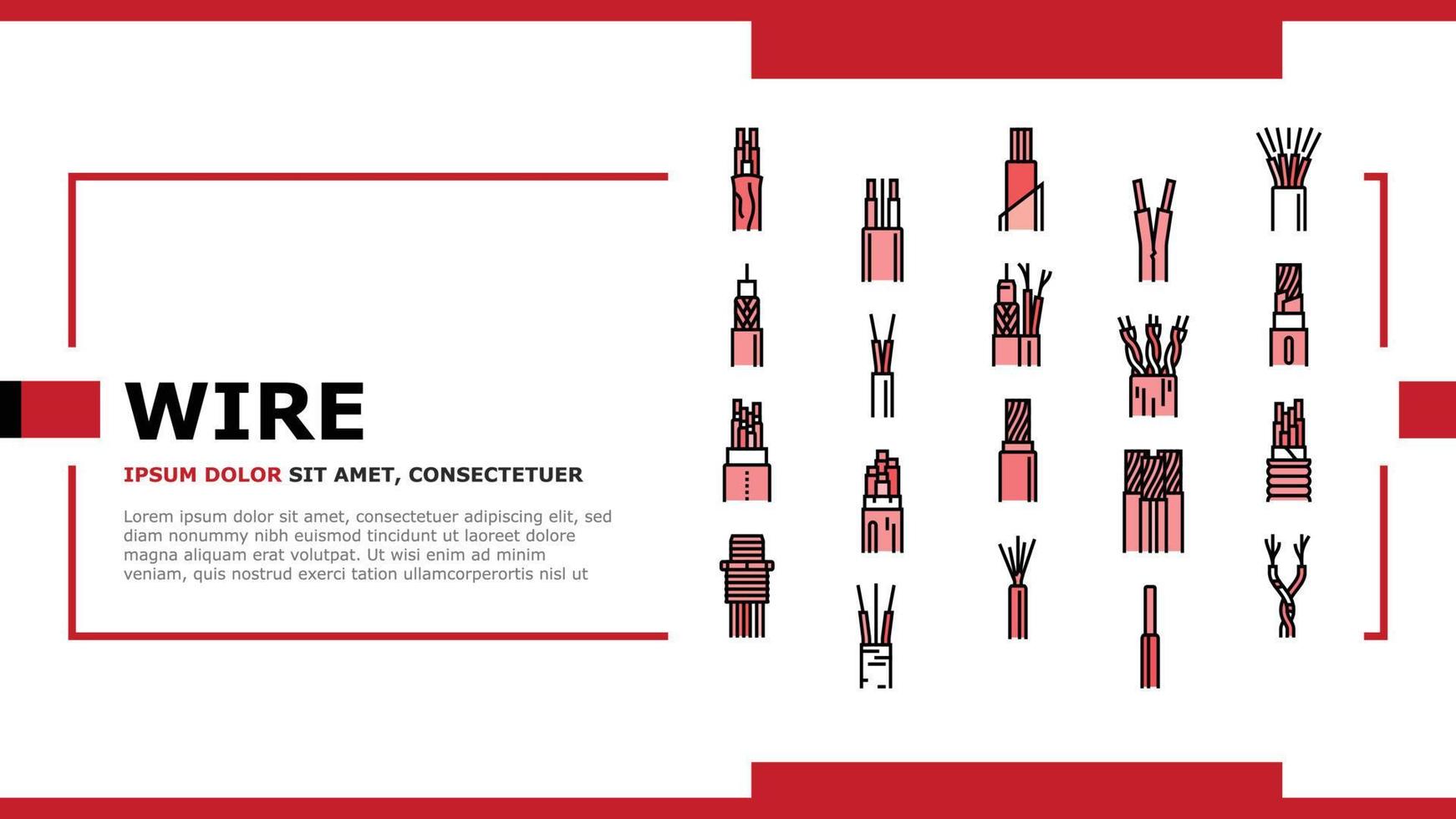 wire cable technology connection landing header vector