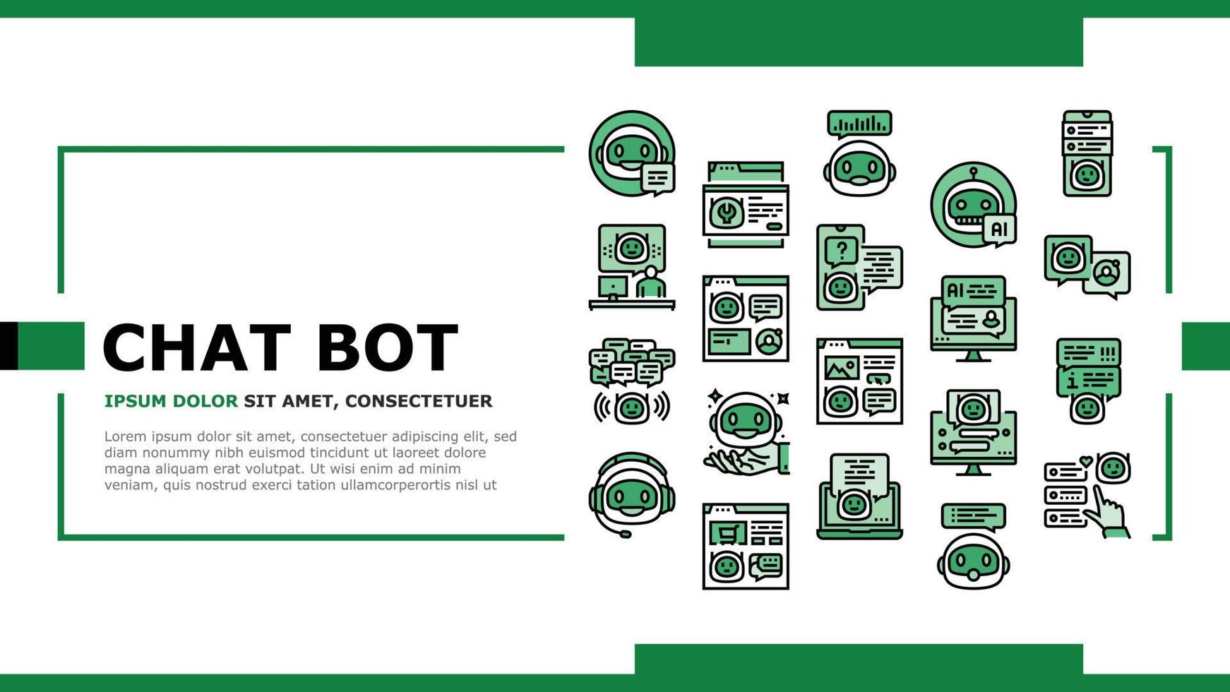 chat bot robot service online landing header vector