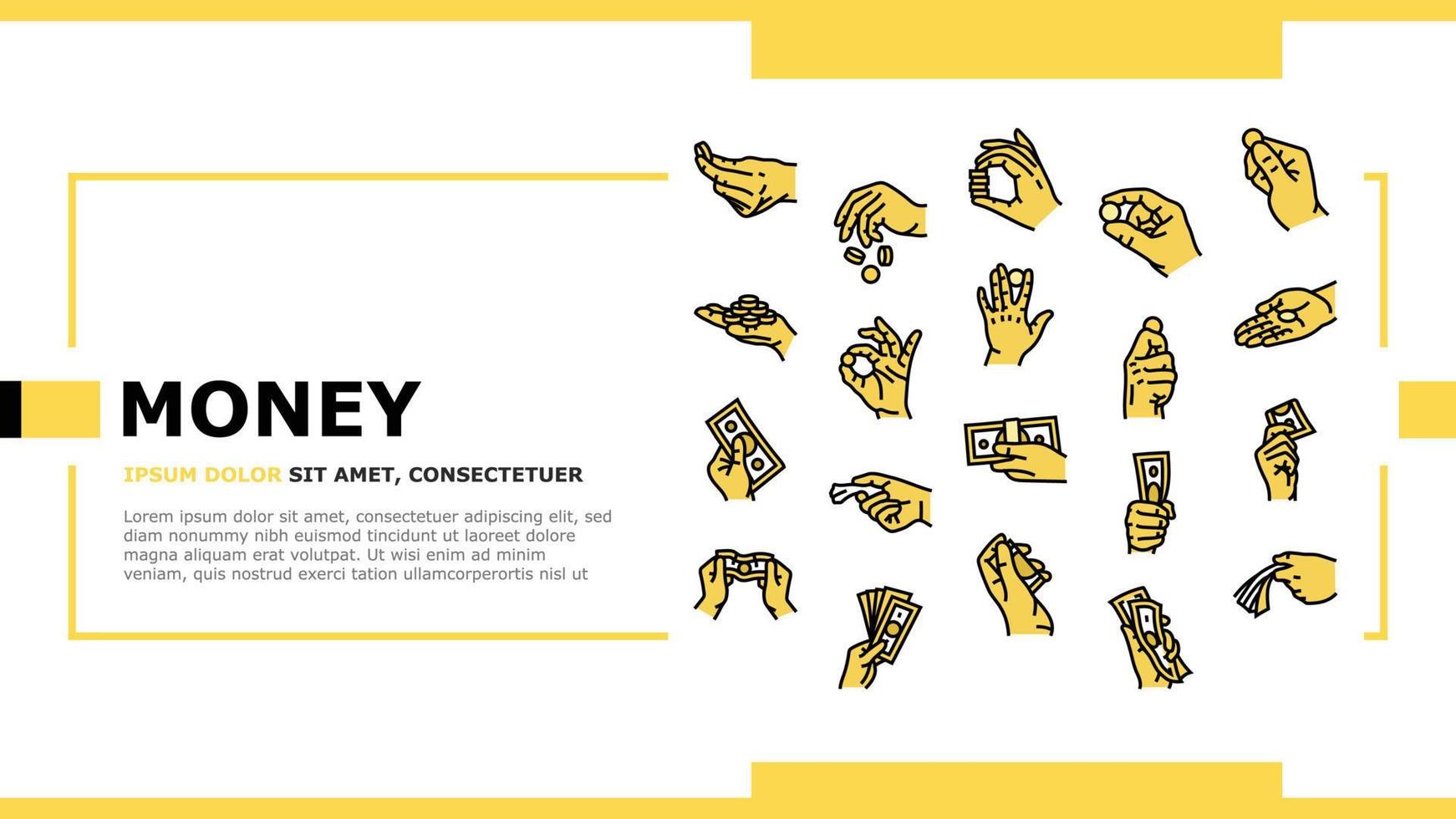 money cash payment dollar finance landing header vector