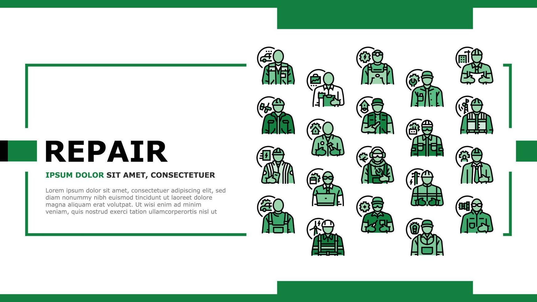 repair worker engineer man landing header vector