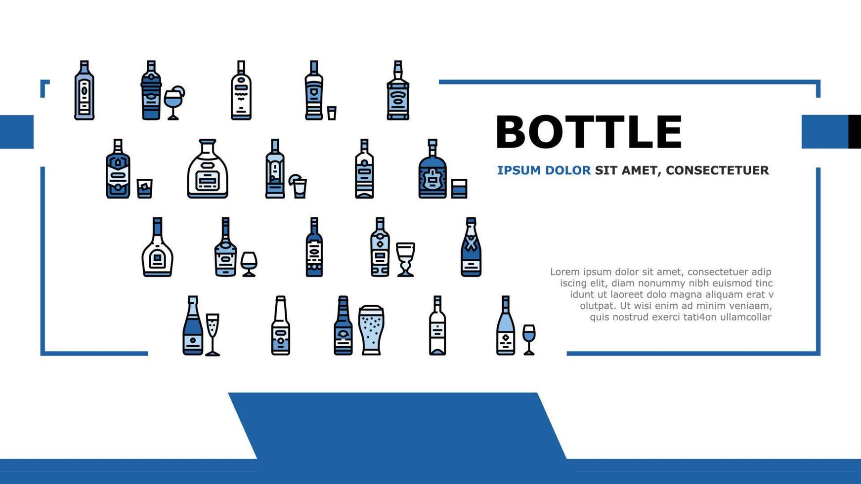 alcohol bottle glass drink bar landing header vector
