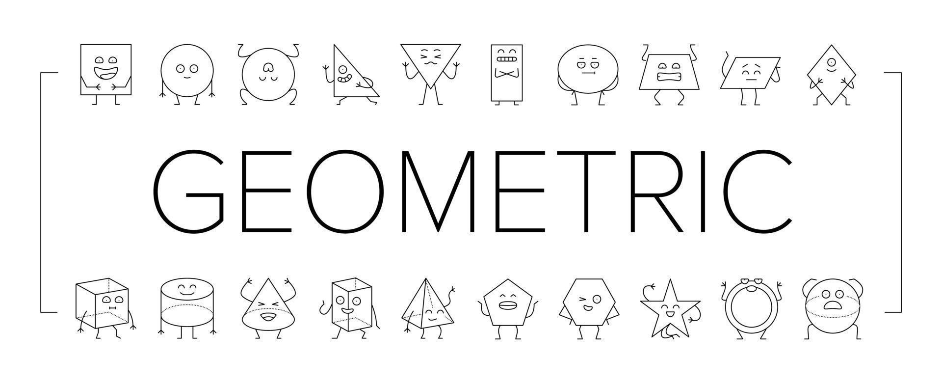 geometric shape character icons set vector