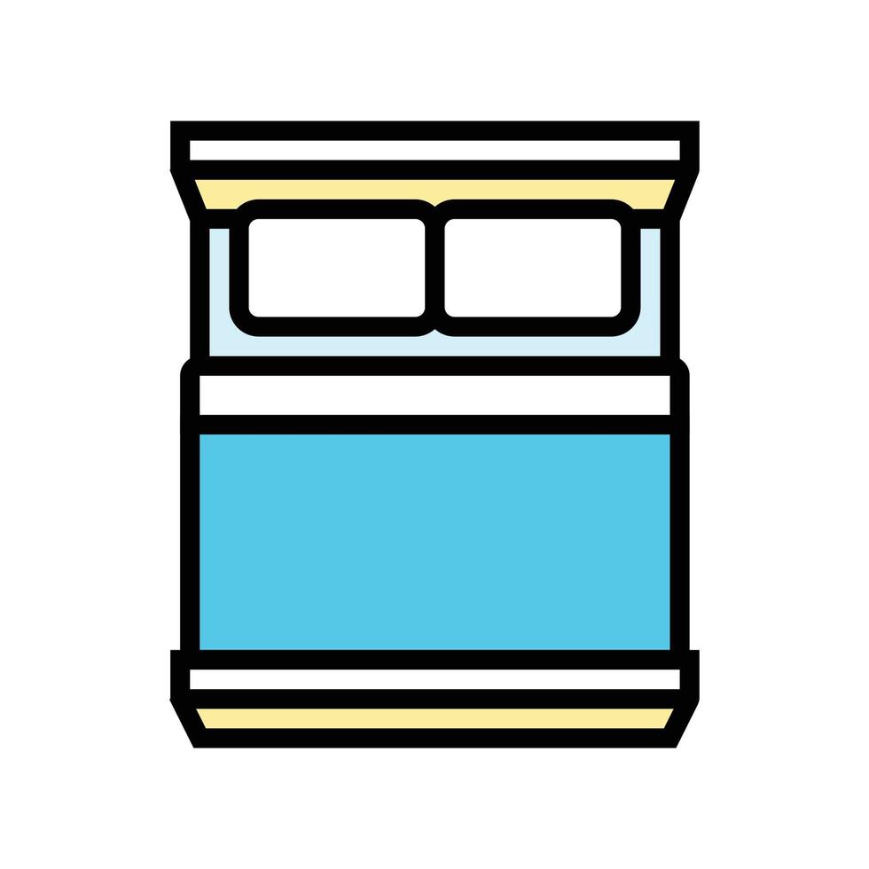 double bed top view color icon vector illustration