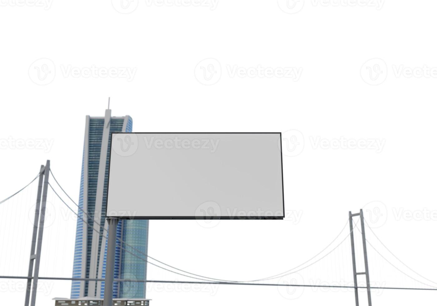 3D mockup blank billboard in downtown rendering photo