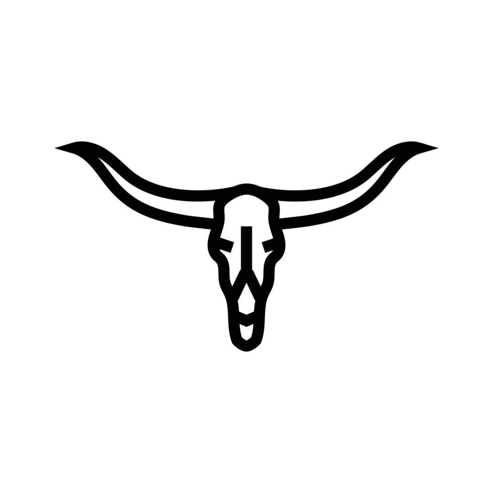 longhorn skull horn animal line icon vector illustration