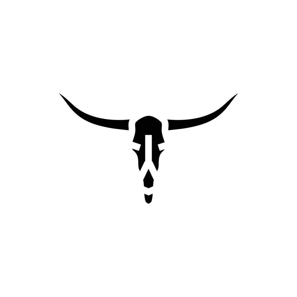 Longhorn cráneo cuerno animal glifo icono vector ilustración