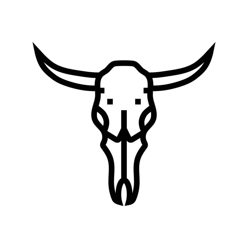 skull cow horn animal line icon vector illustration