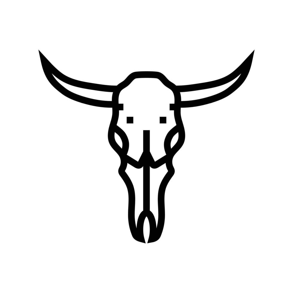 cráneo vaca cuerno animal línea icono vector ilustración