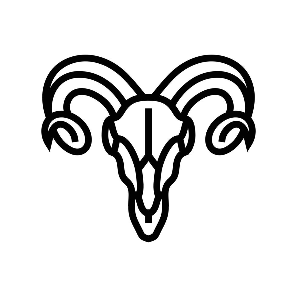 cráneo RAM cuerno animal línea icono vector ilustración