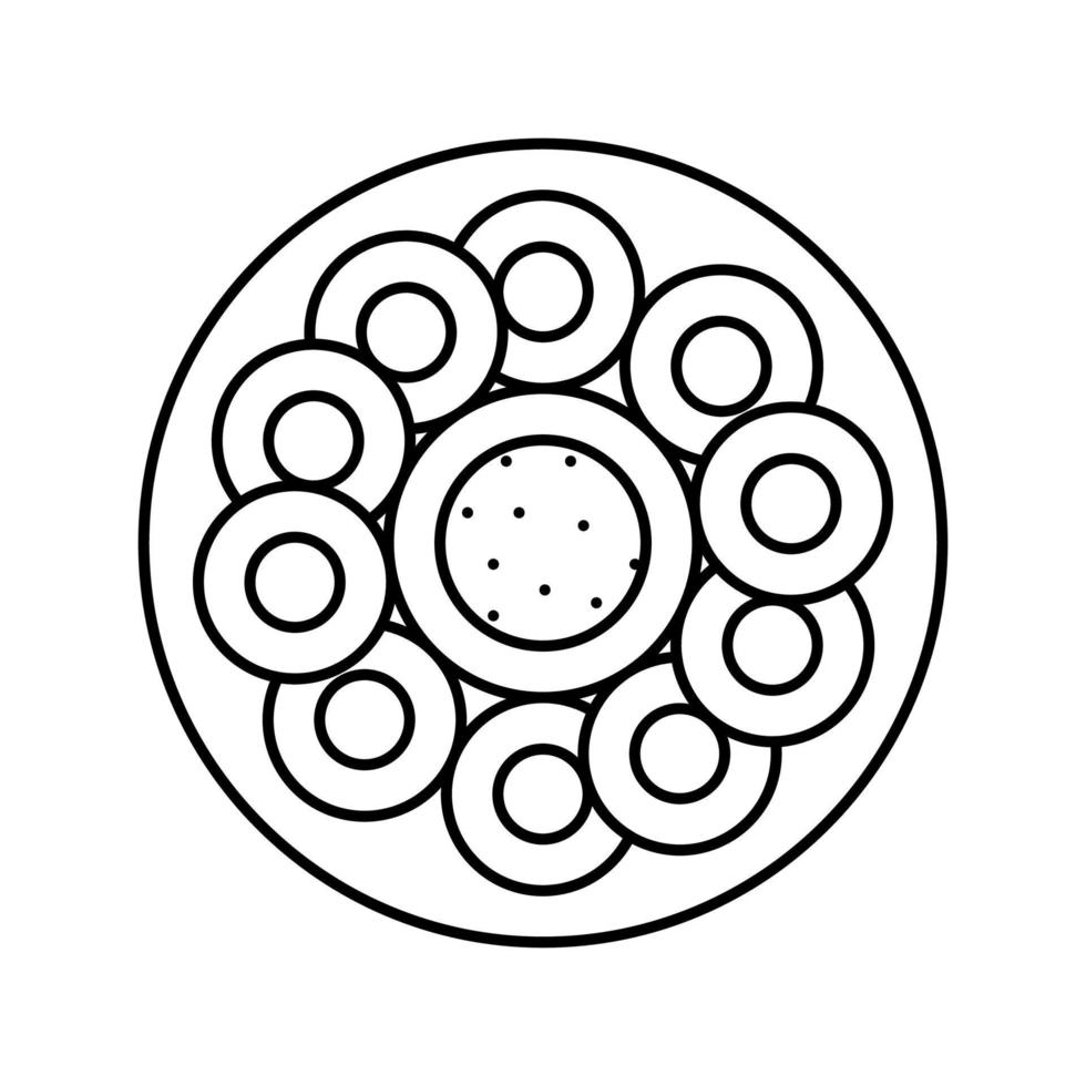 Ilustración de vector de icono de línea de cebolla de corte de anillo