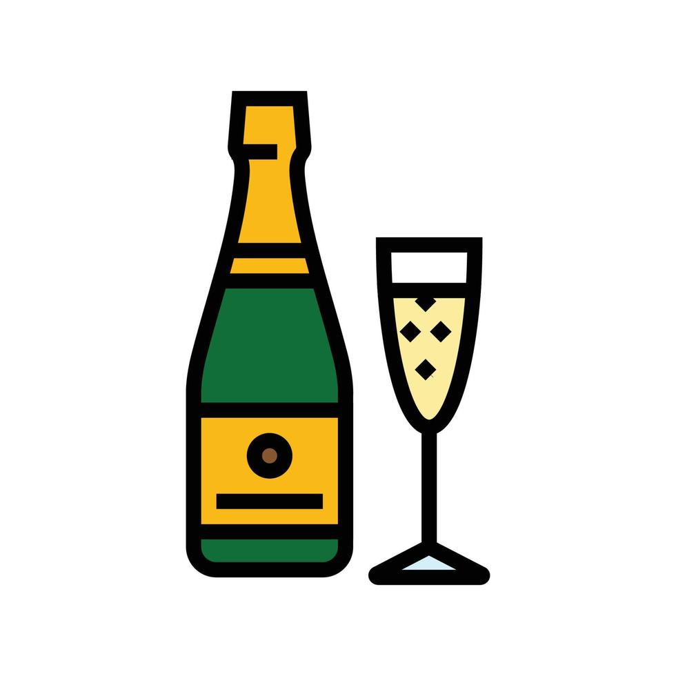champán bebida botella color icono vector ilustración