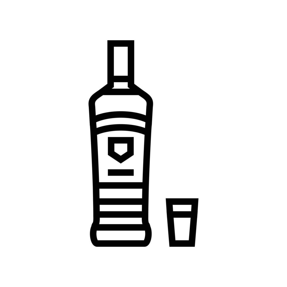 vodka bebida botella línea icono vector ilustración