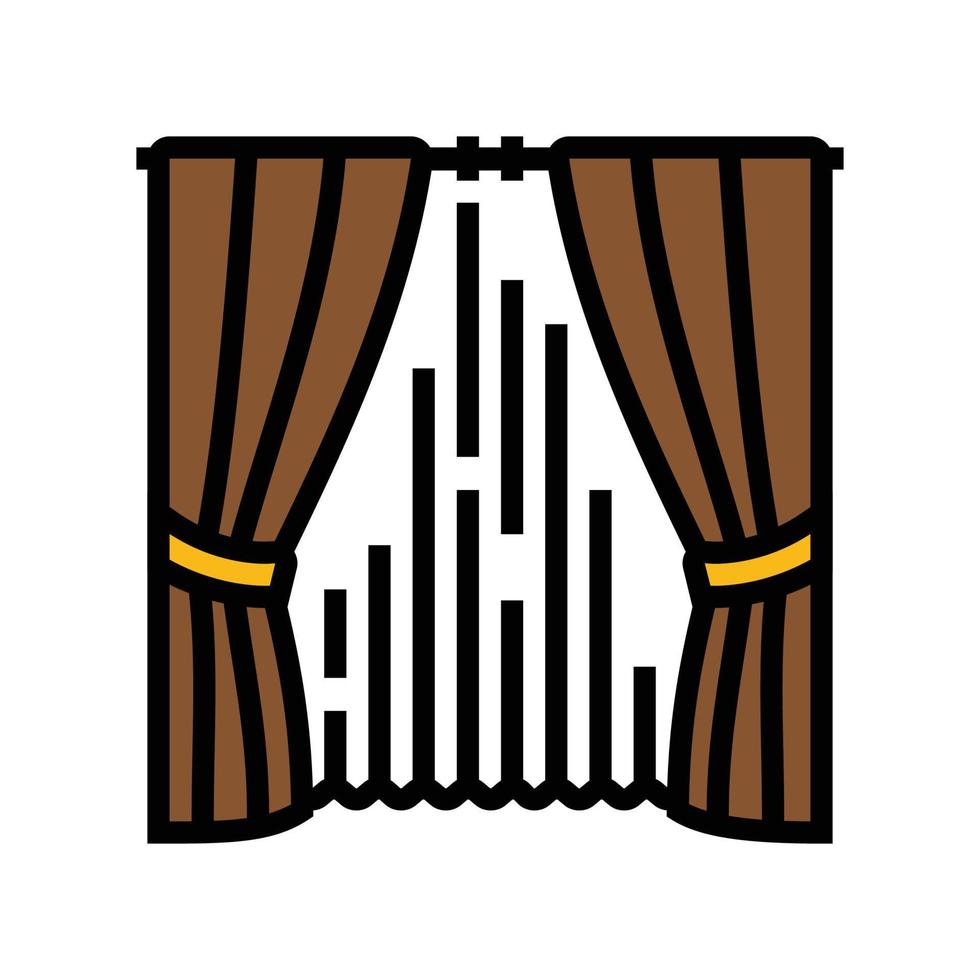 blackout curtains bedroom interior color icon vector illustration