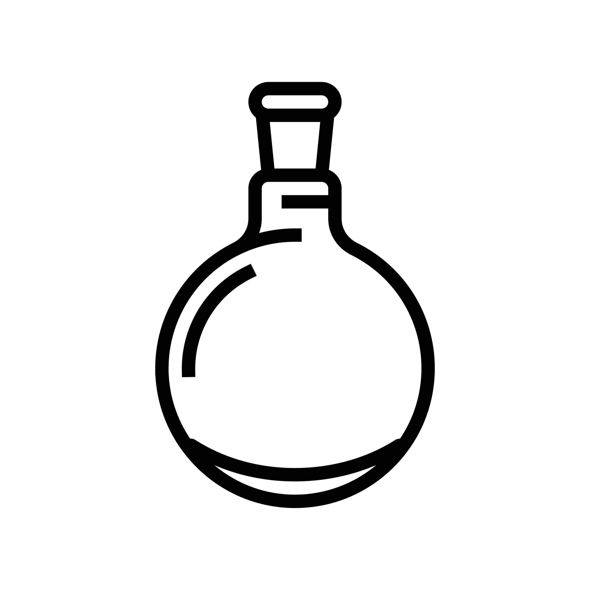 round bottomed flask chemical glassware lab line icon vector