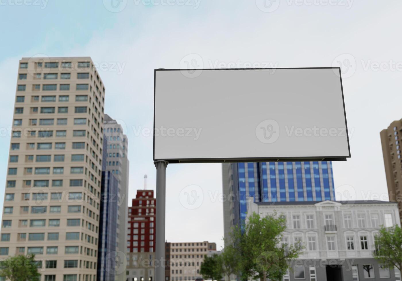 3D mockup blank billboard in downtown rendering photo
