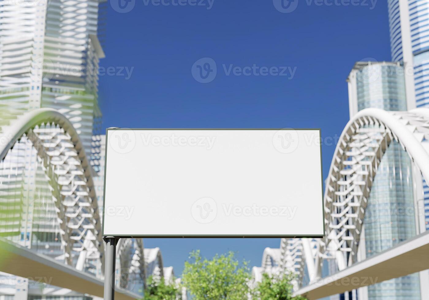 3D mockup blank billboard in downtown rendering photo