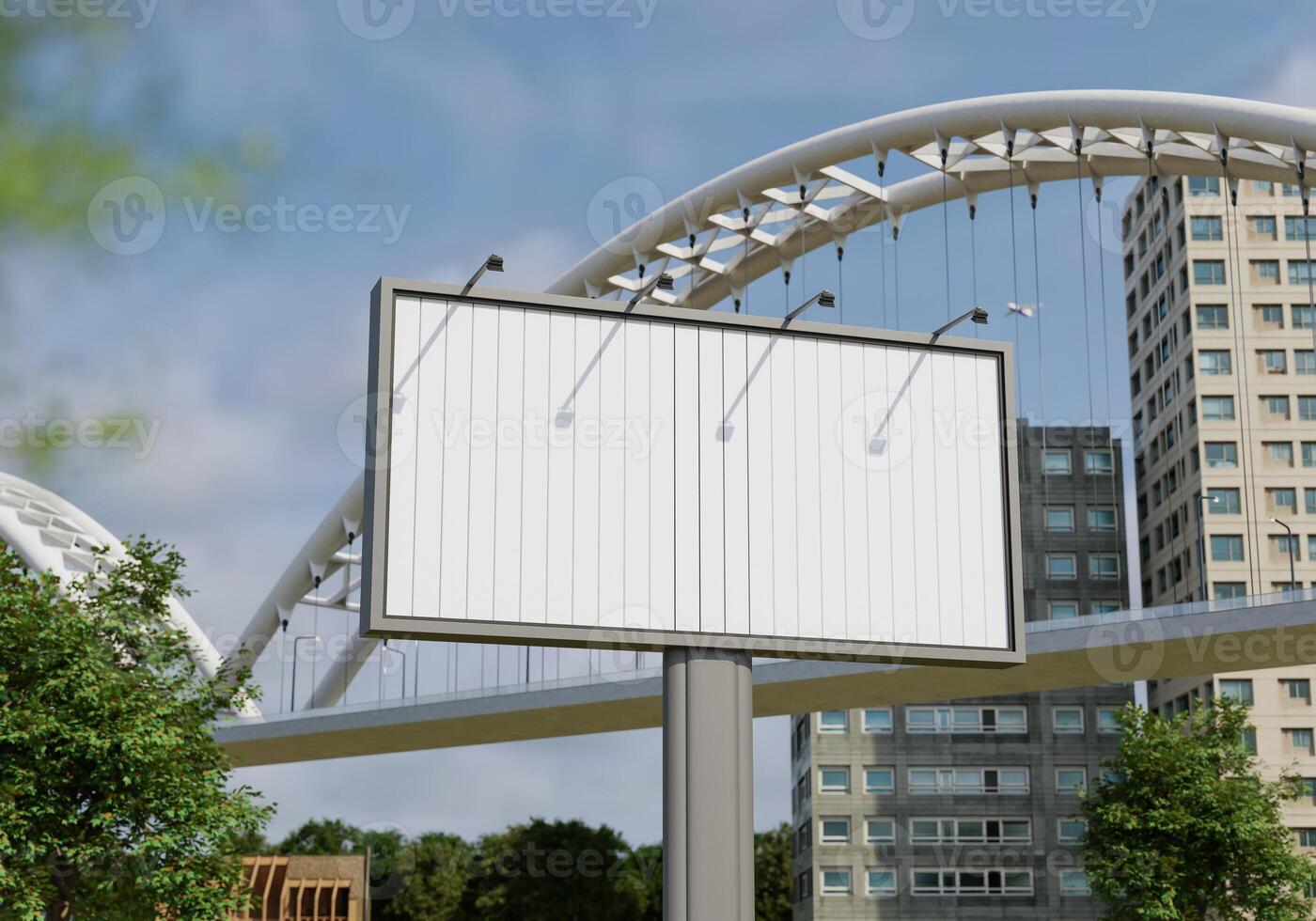 3D mockup blank flip billboard in downtown rendering photo