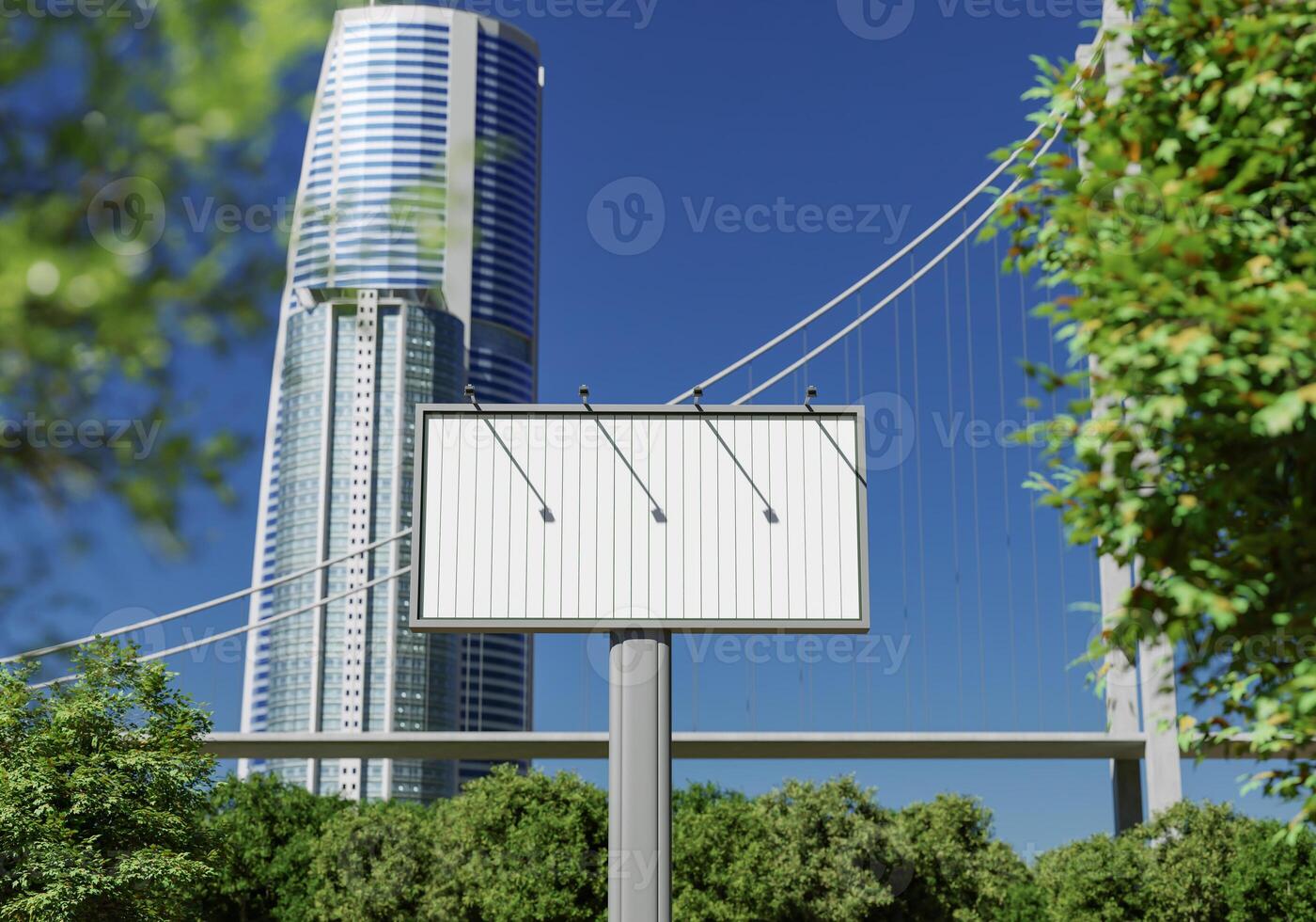 3D mockup blank billboard in downtown rendering photo