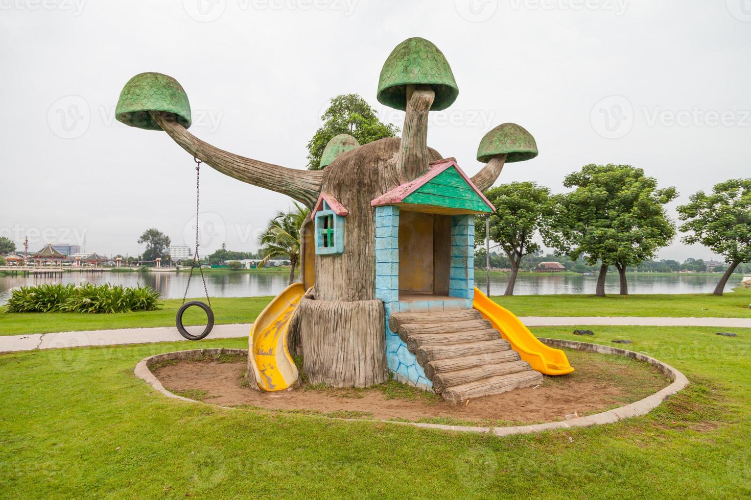 playground with green lawn photo