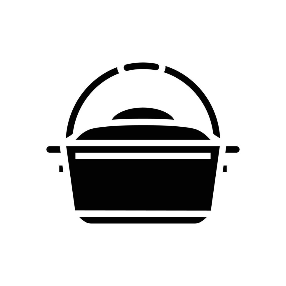 cast iron dutch oven kitchen cookware glyph icon vector illustration