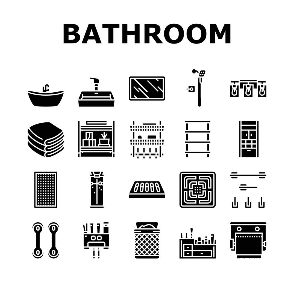 baño interior hogar íconos conjunto vector