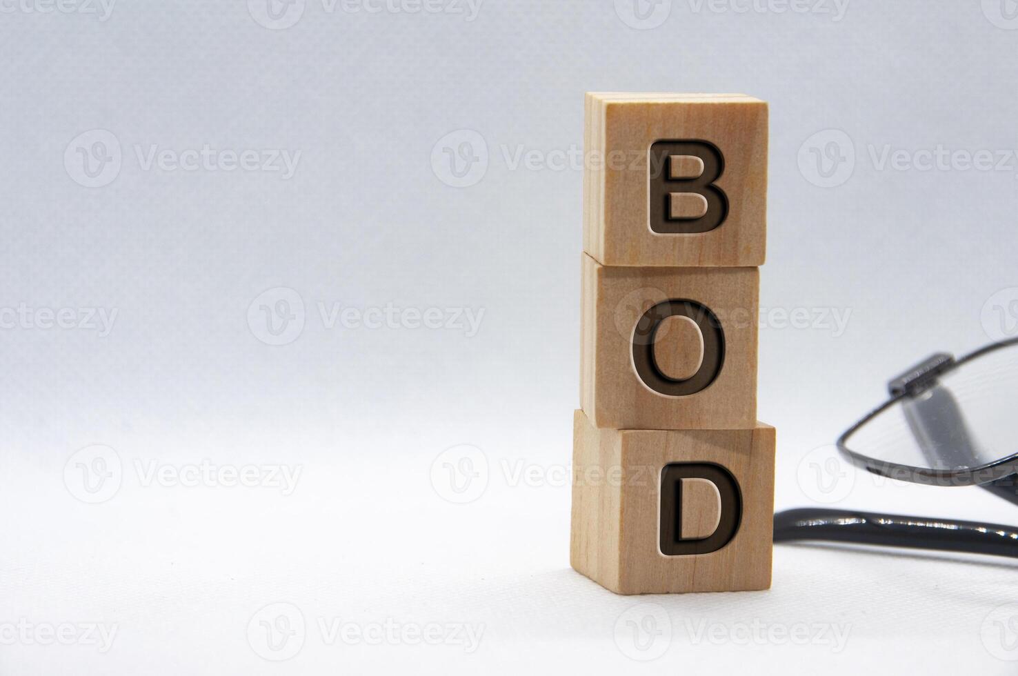 BOD representing Board of Directors text engraved on wooden blocks with customizable space for text. Copy space and Senior Management concept photo