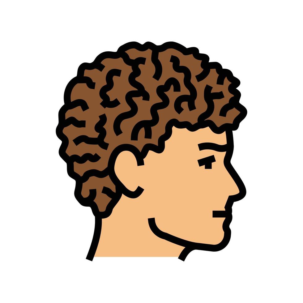 Rizado masculino peinado masculino color icono vector ilustración