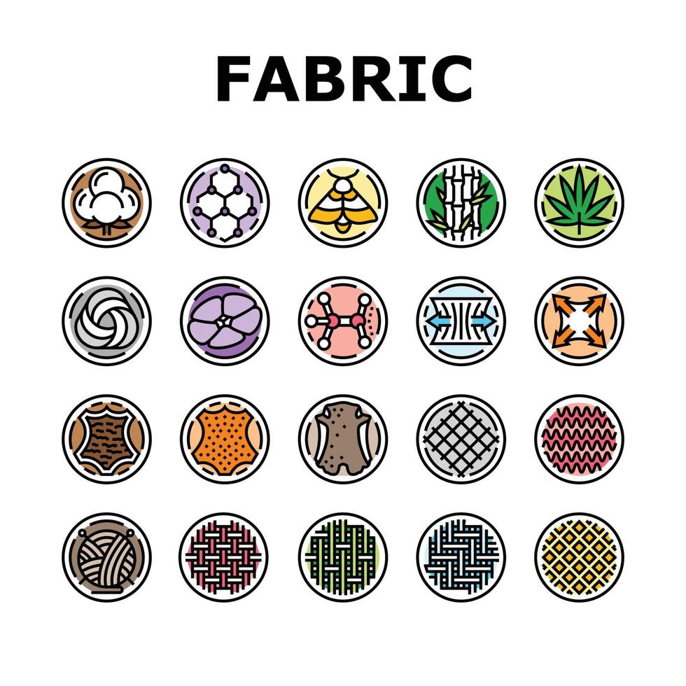 fabric cloth textile material icons set vector