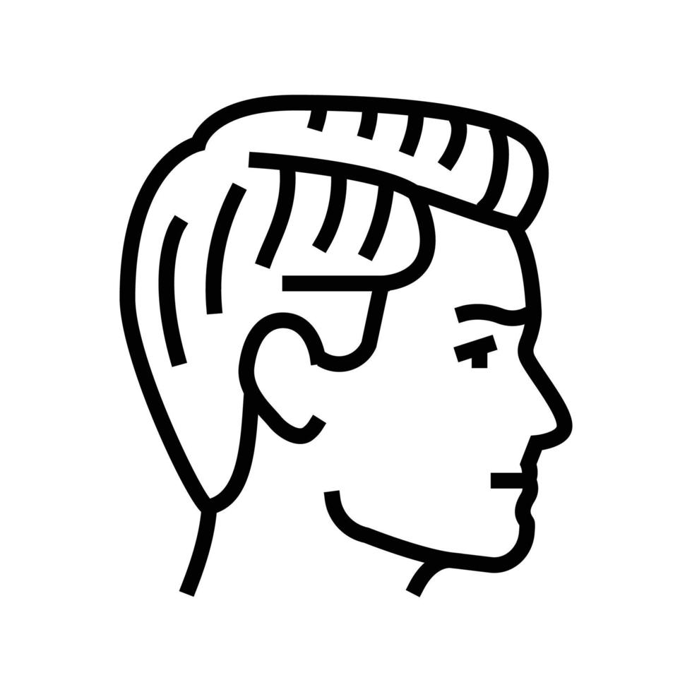 side part hairstyle male line icon vector illustration