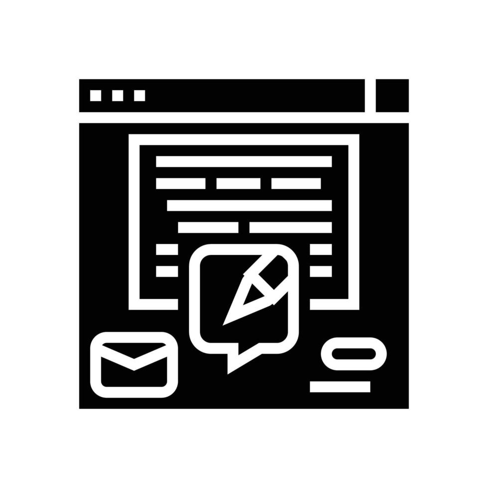 email copywriting marketing glyph icon vector illustration