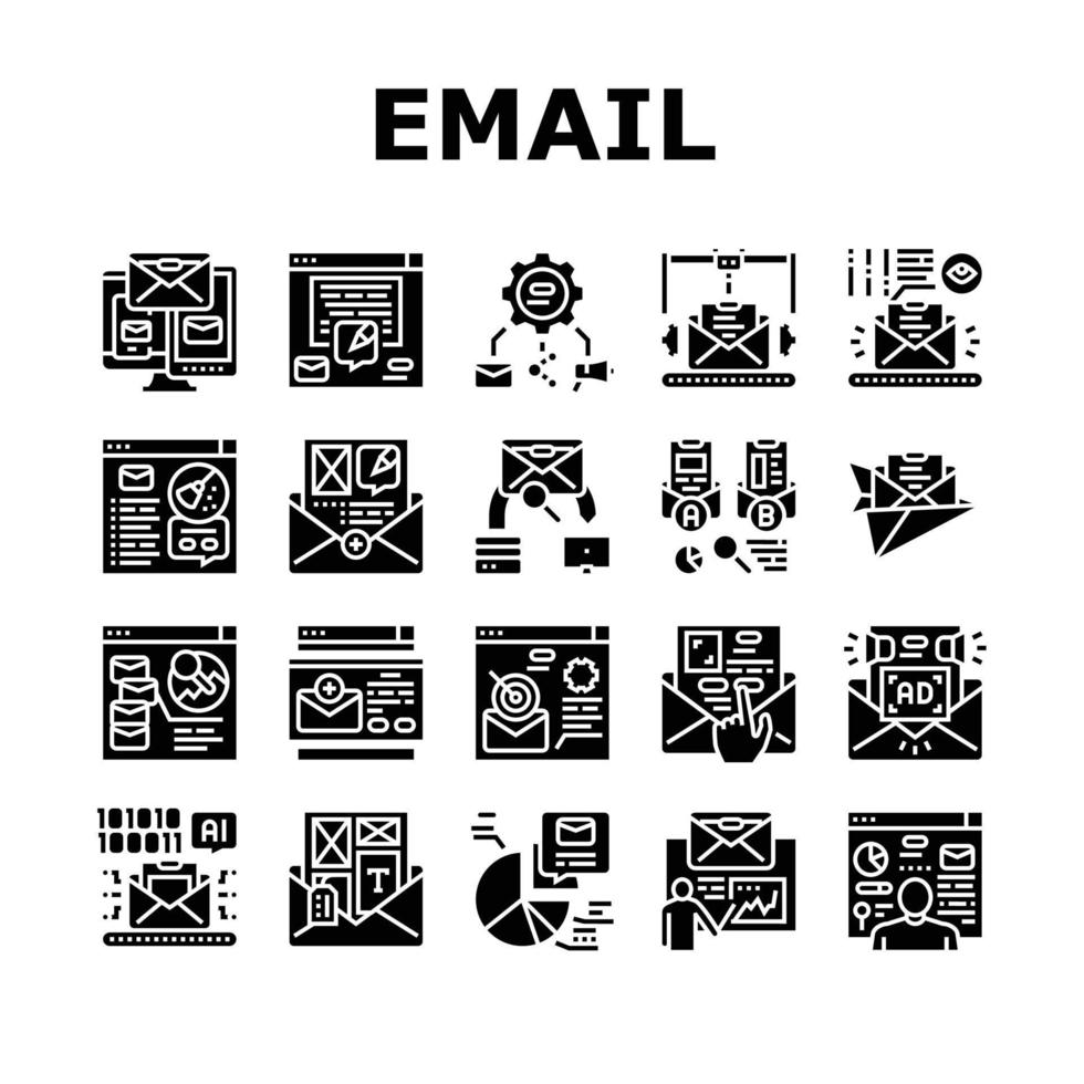 email marketing internet web icons set vector