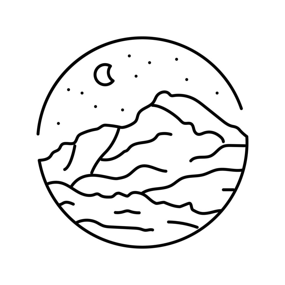 extremo montaña paisaje línea icono vector ilustración